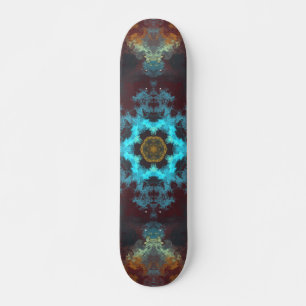 Psychedelic Hippie Flower Blue Red and Yellow Skateboard