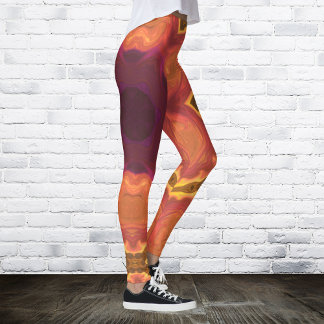 Psychedelic Hippie Flower Orange Purple and Yellow Leggings