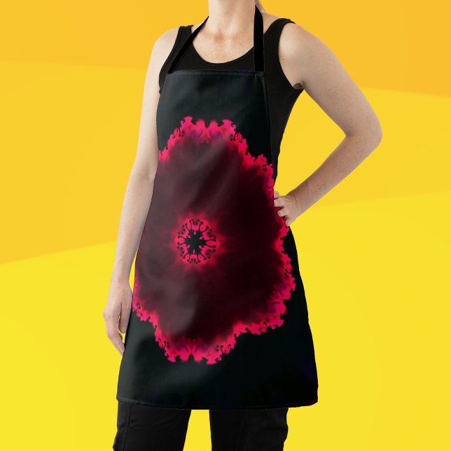 Psychedelic Hippie Flower Pink and Black Apron (Creator Uploaded)