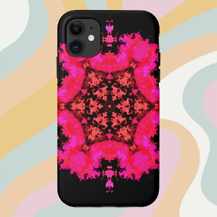 Psychedelic Hippie Flower Pink and Black iPhone 11 Case