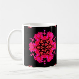 Psychedelic Hippie Flower Pink and Black Coffee Mug