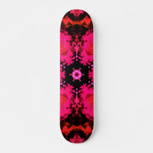 Psychedelic Hippie Flower Pink and Black Skateboard