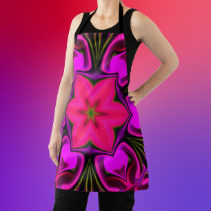 Psychedelic Hippie Flower Pink and Purple Apron