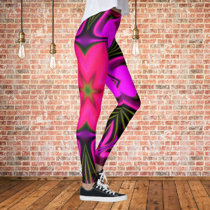 Psychedelic Hippie Flower Pink and Purple Leggings