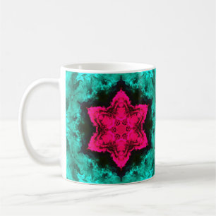 Psychedelic Hippie Flower Pink and Teal Coffee Mug