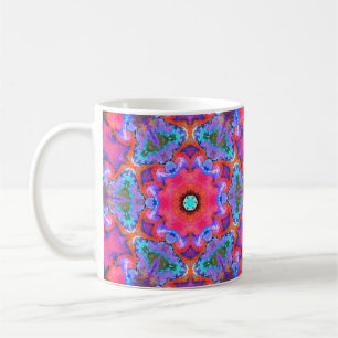 Psychedelic Hippie Flower Pink Blue and Orange Coffee Mug
