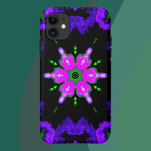 Psychedelic Hippie Flower Pink Purple and Green