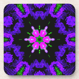 Psychedelic Hippie Flower Pink Purple and Green Coaster