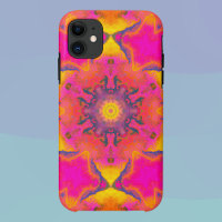 Psychedelic Hippie Flower Pink Purple and Yellow