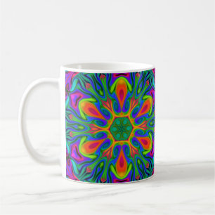 Psychedelic Hippie Flower Rainbow Coffee Mug