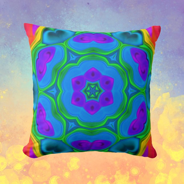 Psychedelic Hippie Flower Rainbow Cushion (Creator Uploaded)