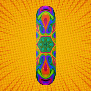 Psychedelic Hippie Flower Rainbow Skateboard
