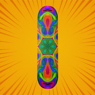 Psychedelic Hippie Flower Rainbow Skateboard