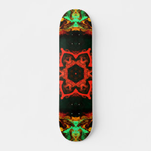 Psychedelic Hippie Flower Red Green and Black Skateboard