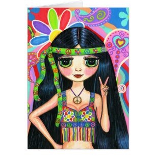 Psychedelic Hippie Girl Headband Peace Sign 1960s