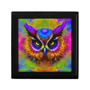 Psychedelic Hippie Groovy Owl  Gift Box