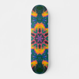 Psychedelic Hippie Orange and Purple Skateboard
