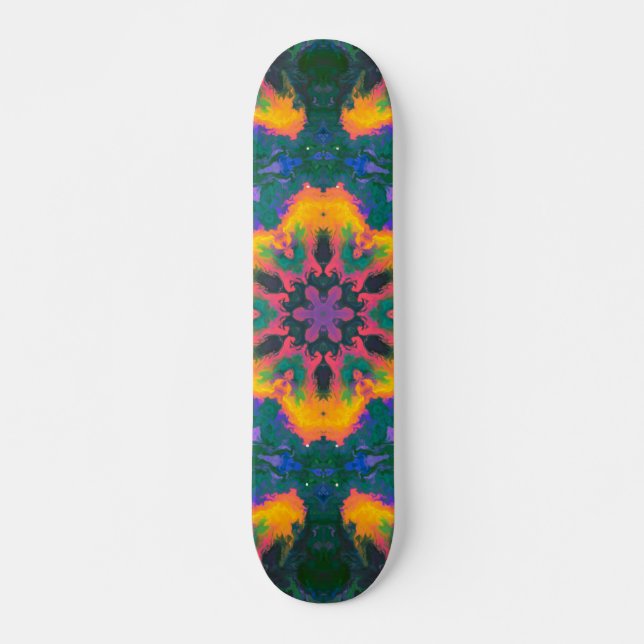 Psychedelic Hippie Orange and Purple Skateboard (Front)