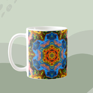 Psychedelic Hippie Orange Blue and Yellow Coffee Mug
