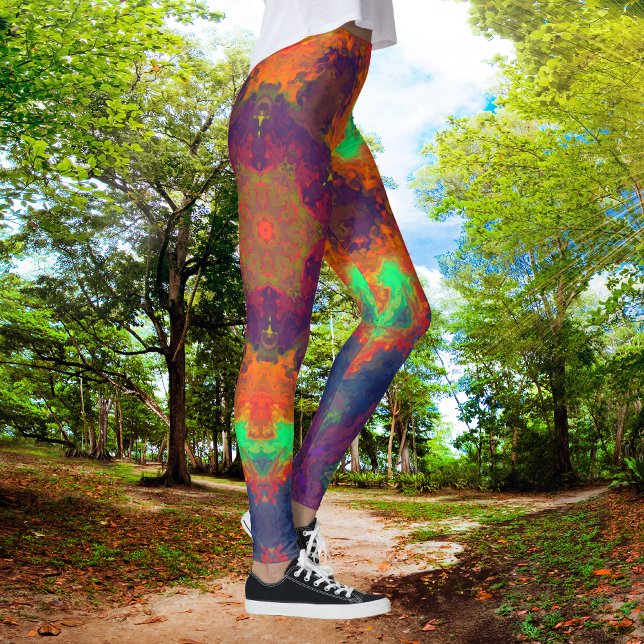 Psychedelic Hippie Orange, Green, and Blue. Leggings (Creator Uploaded)