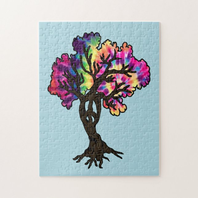 Psychedelic Hippie Peace Tree Jigsaw Puzzle (Vertical)