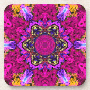 Psychedelic Hippie Pink Yellow and Orange Coaster