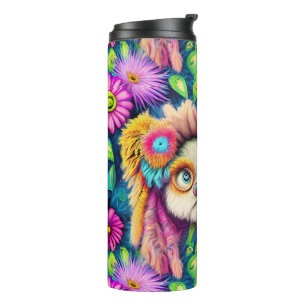 Psychedelic Hippie Puppy Groovy Shower Curtain Thermal Tumbler