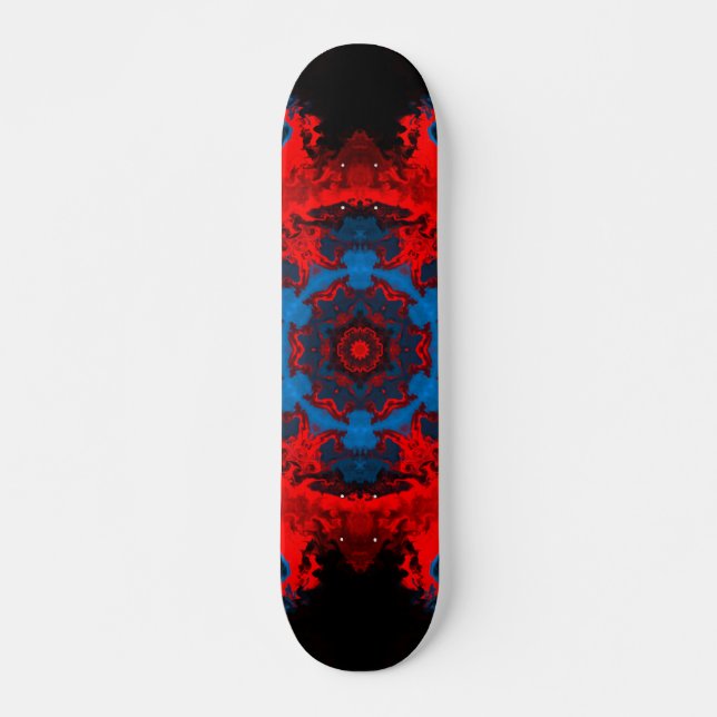 Psychedelic Hippie Red and Blue Skateboard (Front)