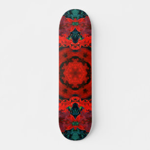 Psychedelic Hippie Red and Teal Skateboard