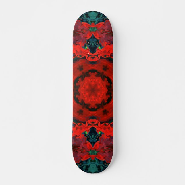 Psychedelic Hippie Red and Teal Skateboard (Front)