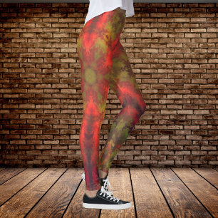 Psychedelic Hippie Red and Yellow Leggings