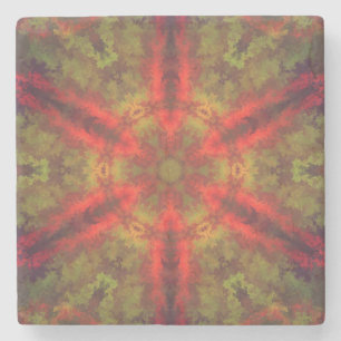 Psychedelic Hippie Red and Yellow Stone Coaster
