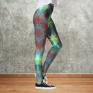 Psychedelic Hippie Red Blue and Yellow Leggings