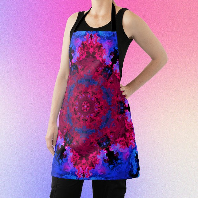 Psychedelic Hippie Red Pink and Blue Apron (Creator Uploaded)