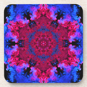 Psychedelic Hippie Red Pink and Blue Coaster