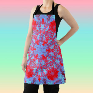 Psychedelic Hippie Snowflake Blue and Red Apron