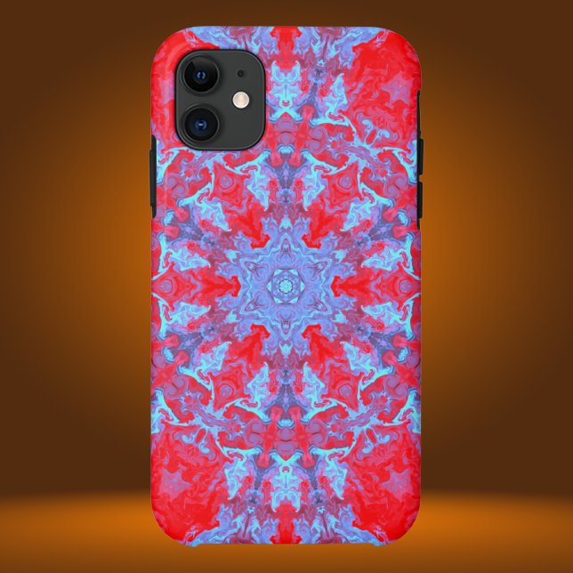 Psychedelic Hippie Snowflake Blue and Red Case-Mate iPhone Case (Creator Uploaded)