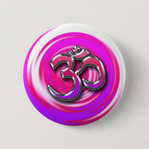 Psychedelic Hippie Style Yoga Symbol 6 Cm Round Badge