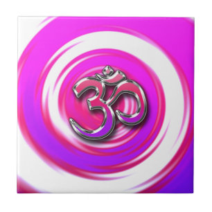 Psychedelic Hippie Style Yoga Symbol Tile