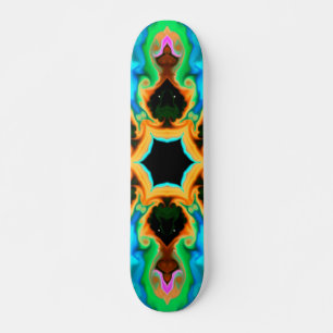 Psychedelic Hippie Teal Orange and Black Skateboard