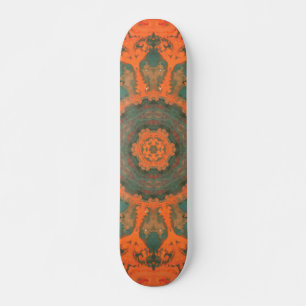 Psychedelic Hippie Teal Orange and Red Skateboard