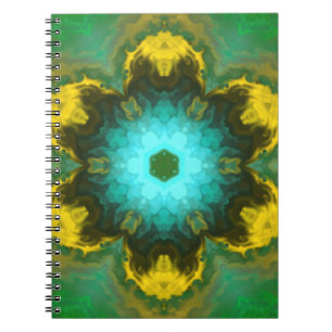 Psychedelic Hippie Teal Yellow and Green Notebook