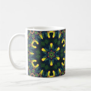 Psychedelic Hippie Yellow Green and Blue Coffee Mug