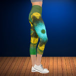 Psychedelic Hippie Yellow Green and Cyan Leggings<br><div class="desc">These psychedelic leggings feature bright yellow,  green,  and cyan in an asymmetrical kaleidoscope pattern.</div>