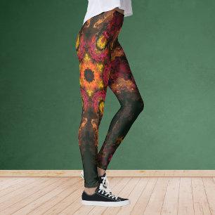Psychedelic Hippie Yellow Red and Orange Leggings