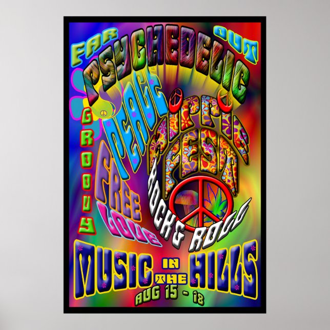 Psychedelic Hippiefest Music Poster (Front)