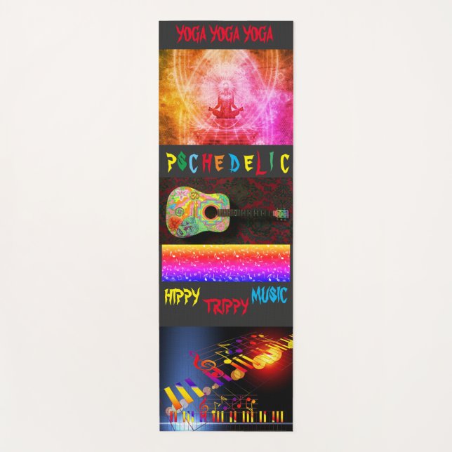 Psychedelic Hippy Trippy Guitar Music  Yoga Mat (Front)