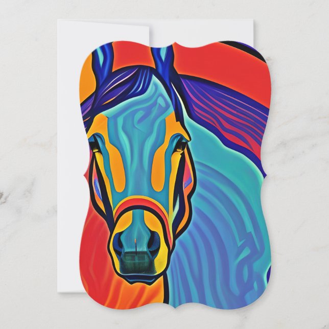 Psychedelic Horse Head Portrait Card (Front)