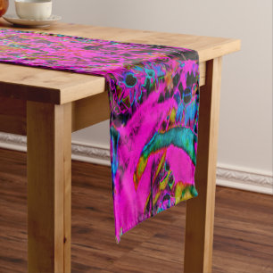 Psychedelic Hot Pink and Black Garden Sunrise Medium Table Runner