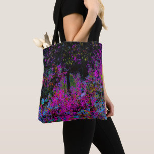 Psychedelic Hot Pink and Black Garden Sunrise Tote Bag